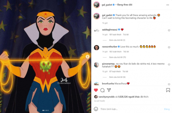 Được tặng fanart, "Hoàng hậu" Gal Gadot đăng gì lên Instagram mà khán giả phấn khích?