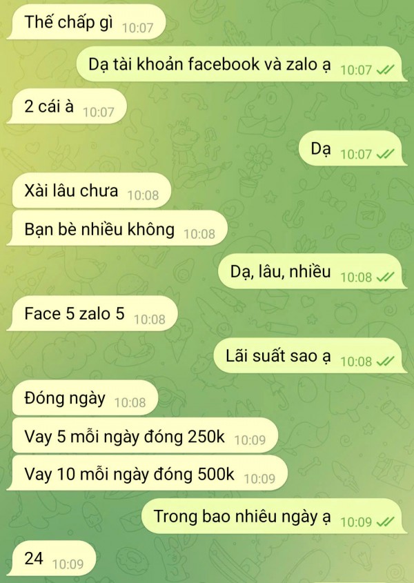 'Cắm' cả tài khoản Facebook, Zalo cá nhân để… vay tiền 'Cắm' cả tài khoản Facebook, Zalo cá nhân để… vay tiền