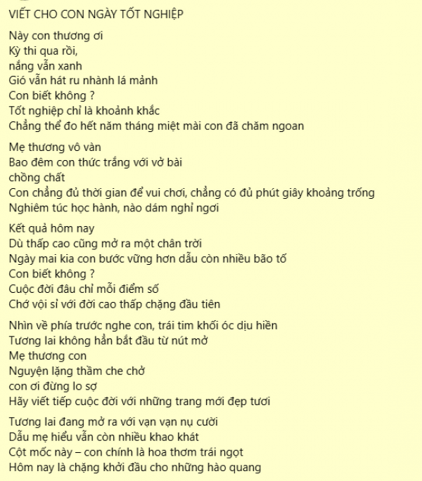 'Viết cho con ngày tốt nghiệp' gây sốt mạng xã hội
