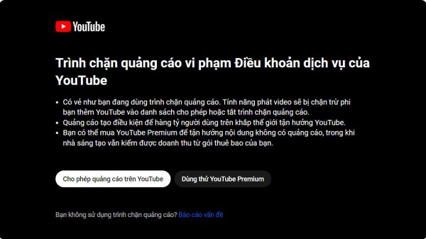 YouTube “trấn áp” trình chặn quảng cáo, người dùng muốn xem video không quảng cáo phải mua gói Premium