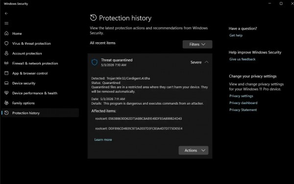 Microsoft Defender 'nổi loạn' khi cảnh báo mã độc khắp toàn cầu