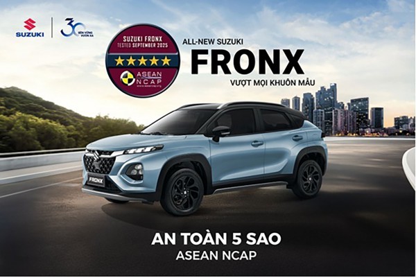 Suzuki Fronx đạt chuẩn 5 sao ASEAN NCAP, dẫn đầu phân khúc về công nghệ an toàn