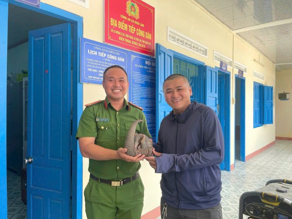 5 thanh niên ở Khánh Hòa giao nộp tê tê Java quý hiếm cho công an 5 thanh niên ở Khánh Hòa giao nộp tê tê Java quý hiếm cho công an