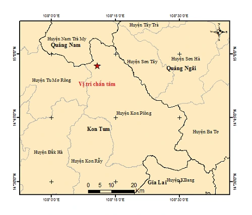 5 trận động đất xảy ra lúc nửa đêm tại Kon Tum