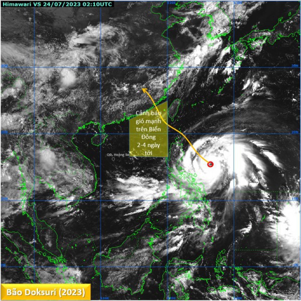 Bão Doksuri sắp vào bắc Biển Đông, khả năng mạnh lên cấp 16