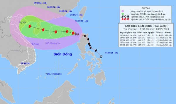 Bão số 3 tăng cấp 'khủng', hướng về vịnh Bắc bộ