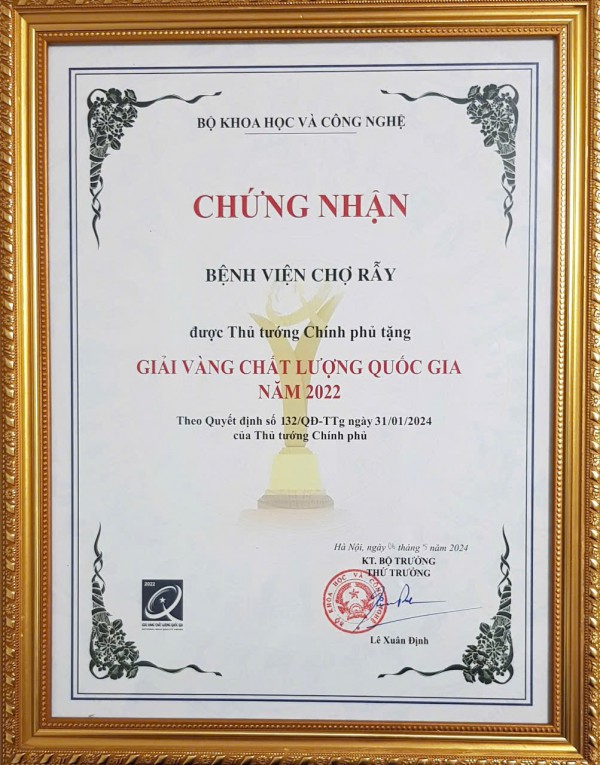 Bệnh viện Chợ Rẫy xuất sắc đạt Giải vàng chất lượng quốc gia năm 2024