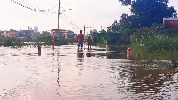 Bình Định: Hồ Định Bình xả lũ, vùng hạ du ngập lụt