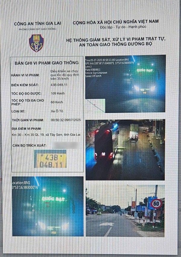 CSGT Gia Lai phát hiện xe khách chạy 109 km/giờ trên đoạn đường giới hạn 60 km/giờ CSGT Gia Lai phát hiện xe khách chạy 109 km/giờ trên đoạn đường giới hạn 60 km/giờ