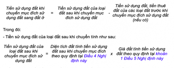 Cách tính tiền sử dụng đất khi chuyển mục đích