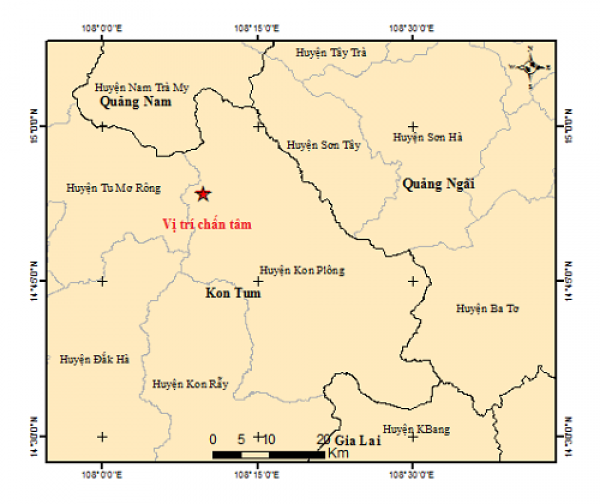 Kon Tum lại xảy ra 11 trận động đất