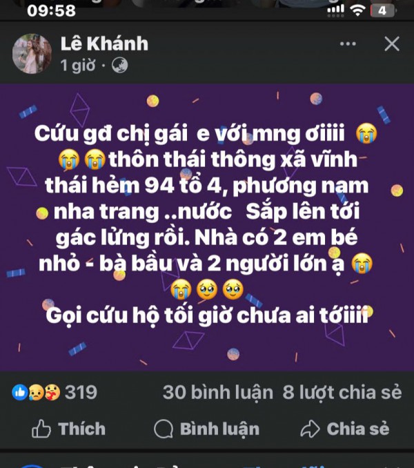 Lũ lịch sử ngày 20.11, Khánh Hòa khẩn cấp cứu dân xuyên đêm mưa lớn