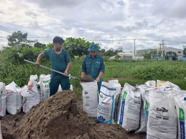 TP.HCM: Đắp bao cát ngăn triều cường tại đường Đặng Công Bỉnh TP.HCM: Đắp bao cát ngăn triều cường tại đường Đặng Công Bỉnh