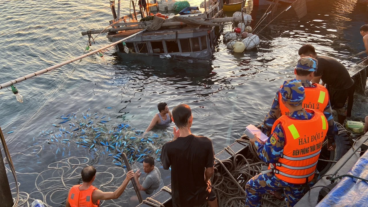 Tàu cá chìm sau va chạm với tàu hàng, 11 ngư dân được cứu