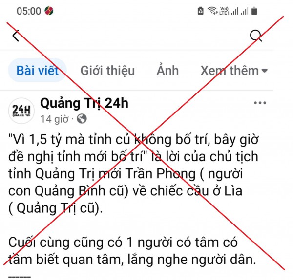 Xác minh nhiều trang mạng xuyên tạc ý của Chủ tịch UBND tỉnh Quảng Trị