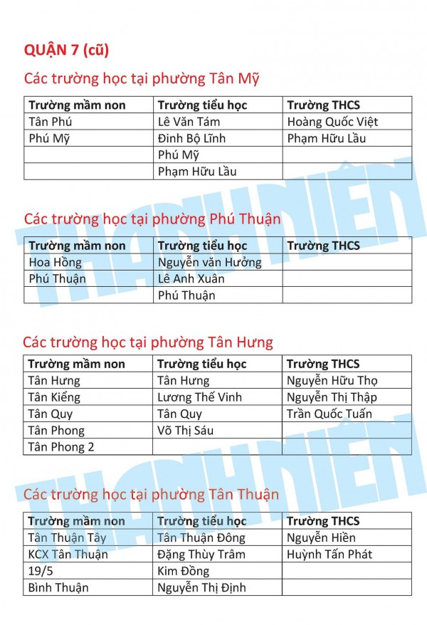 Các trường học đóng tại trung tâm của TP.HCM mới thuộc những phường nào? Các trường học đóng tại trung tâm của TP.HCM mới thuộc những phường nào?