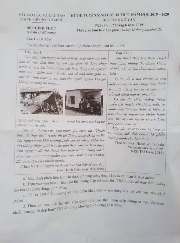 Có gì đặc biệt trong đề môn ngữ văn kỳ thi lớp 10 TP.HCM những năm qua?