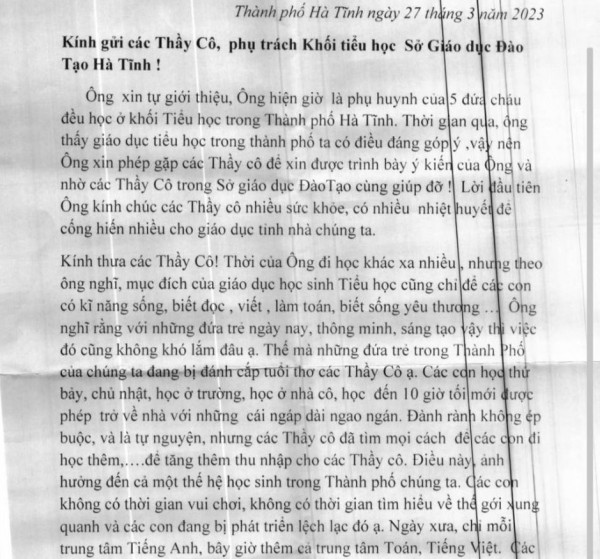 Hà Tĩnh chấn chỉnh việc dạy thêm sau tâm thư học sinh bị Hà Tĩnh chấn chỉnh việc dạy thêm sau tâm thư học sinh bị