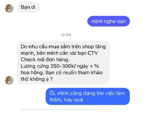 Một sinh viên bị lừa hơn 100 triệu đồng vì công việc 'check mã đơn' qua mạng