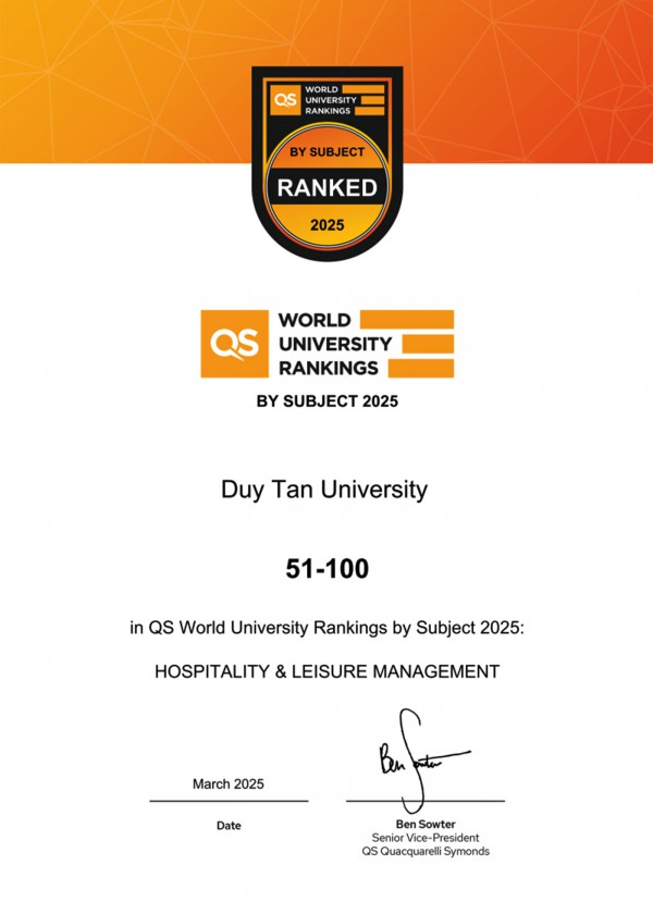 Ngành Du lịch của ĐH Duy Tân tiếp tục đạt UN Tourism TedQual trong đợt tái kiểm định Ngành Du lịch của ĐH Duy Tân tiếp tục đạt UN Tourism TedQual trong đợt tái kiểm định