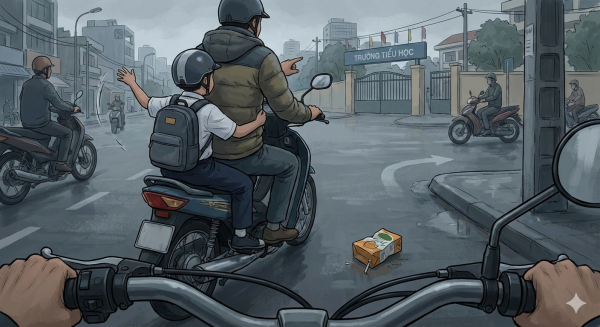 Những bịch rác bị ném ngay sau lưng phụ huynh