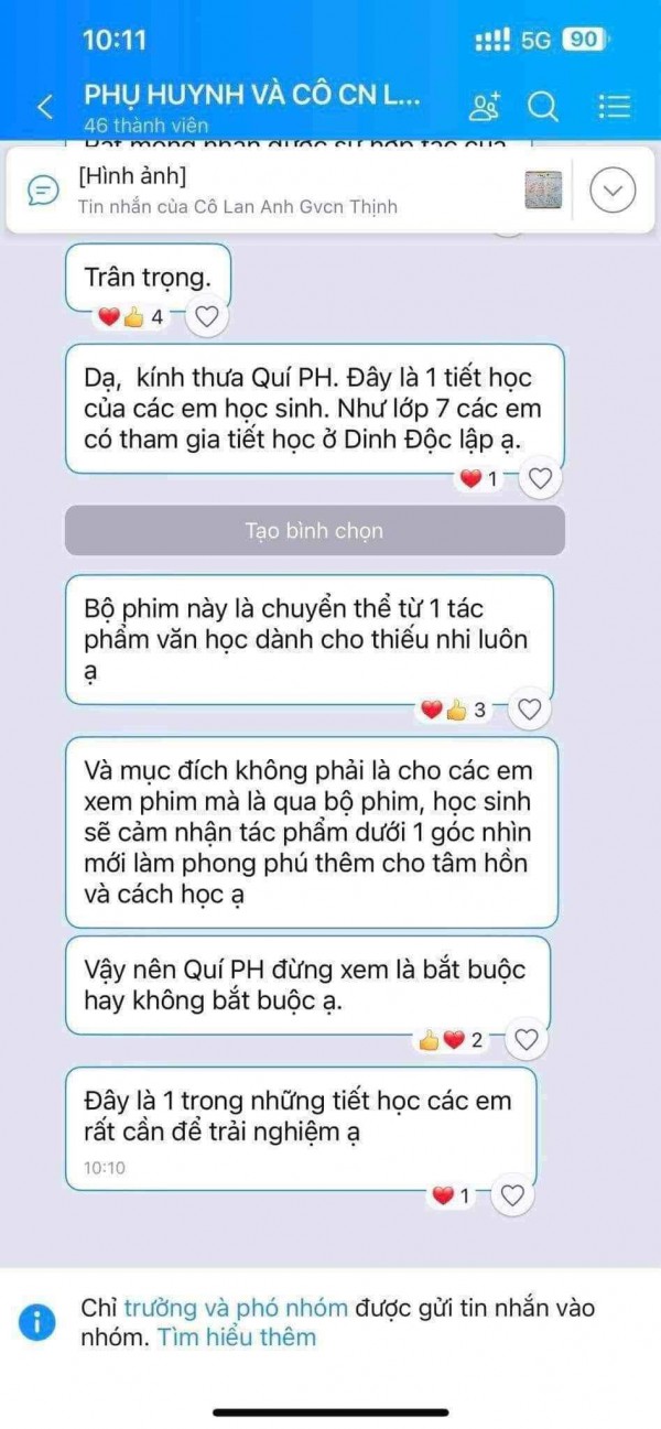 Phụ huynh bức xúc vì trường yêu cầu học sinh xem phim 