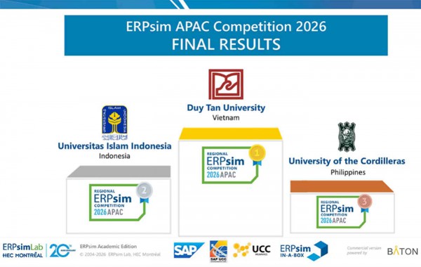 SV ĐH Duy Tân tiếp tục vô địch SAP ERPsim châu Á-Thái Bình Dương 2026 SV ĐH Duy Tân tiếp tục vô địch SAP ERPsim châu Á-Thái Bình Dương 2026