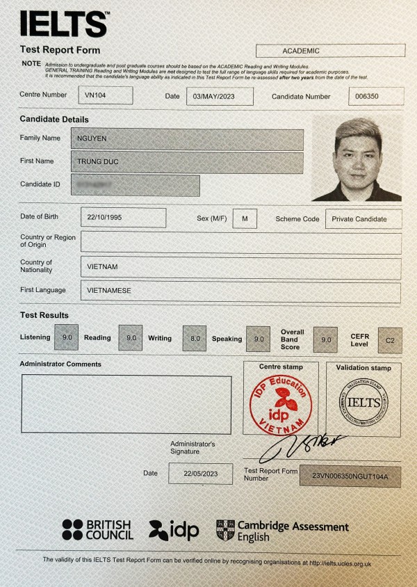 Thầy giáo Hà Nội đạt 9.0 IELTS sau 5 năm nỗ lực