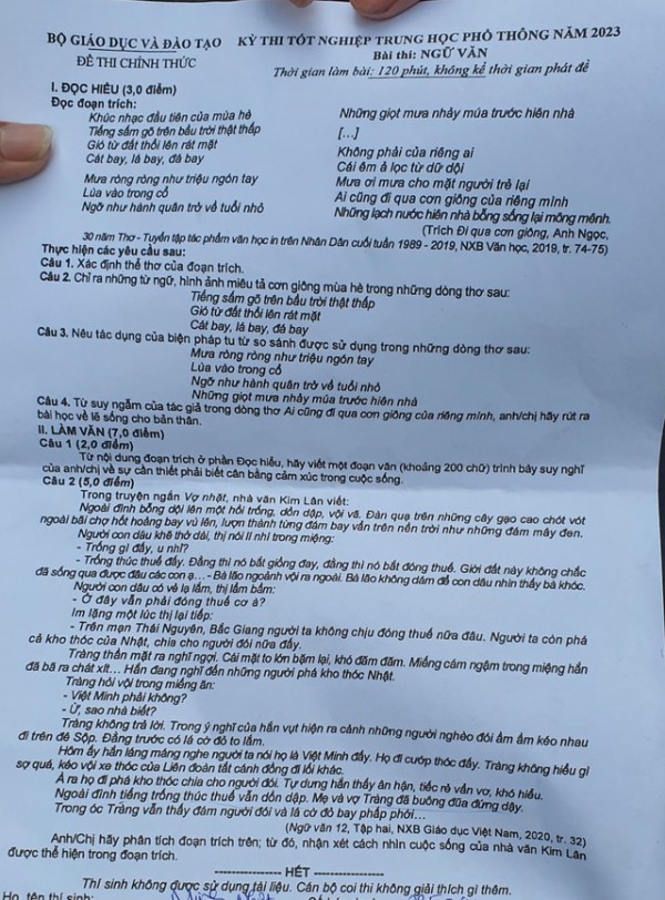 Thi tốt nghiệp THPT 2023: Những điều suy ngẫm từ đề môn văn Thi tốt nghiệp THPT 2023: Những điều suy ngẫm từ đề môn văn