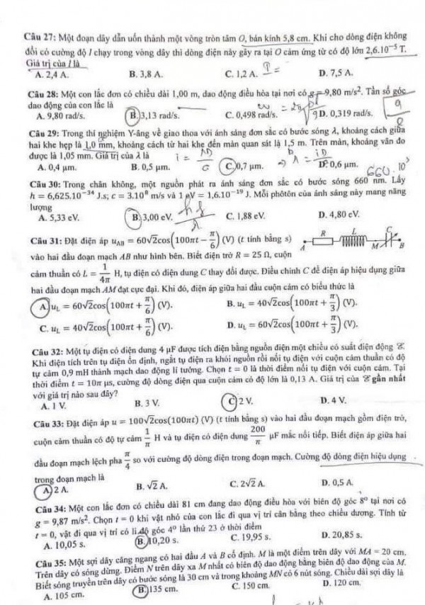 Thi tốt nghiệp THPT 2023: Xem gợi ý giải đề thi môn vật lý tại đây