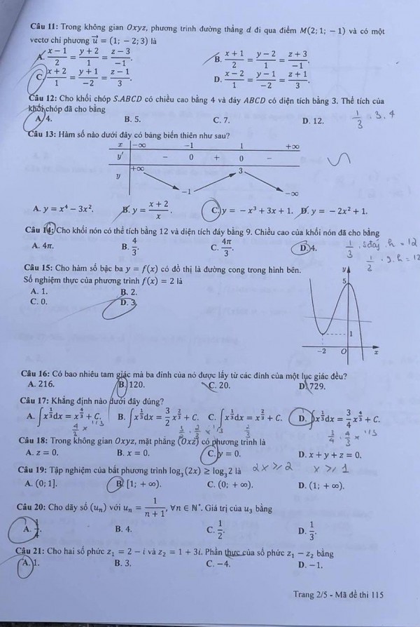 Thi tốt nghiệp THPT 2023: Đề chính thức môn toán