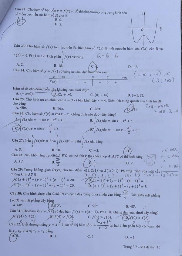 Thi tốt nghiệp THPT 2023: Đề chính thức môn toán
