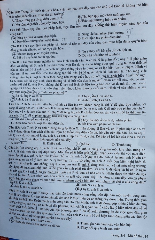 Thi tốt nghiệp THPT 2023: Đề thi chính thức môn giáo dục công dân