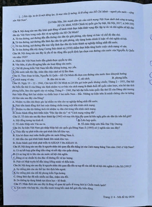 Thi tốt nghiệp THPT 2025: Đề chính thức môn lịch sử