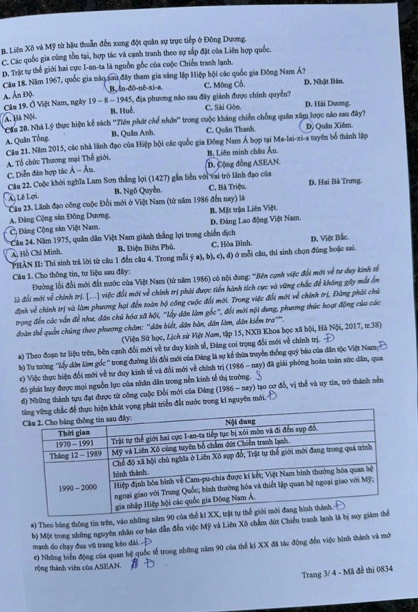 Thi tốt nghiệp THPT 2025: Đề chính thức môn lịch sử