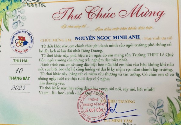 Thư hiệu trưởng gửi học sinh lớp 10: Hãy khát vọng, tỏa sáng và luôn hạnh phúc