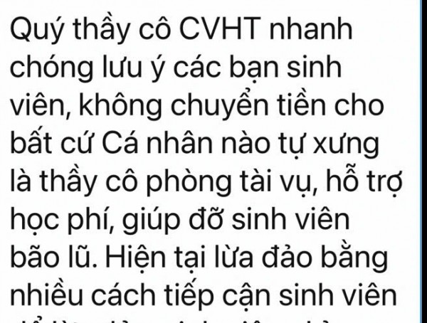 Trường ĐH phát cảnh báo khẩn cấp về chiêu lừa đảo giảm học phí do bão lũ