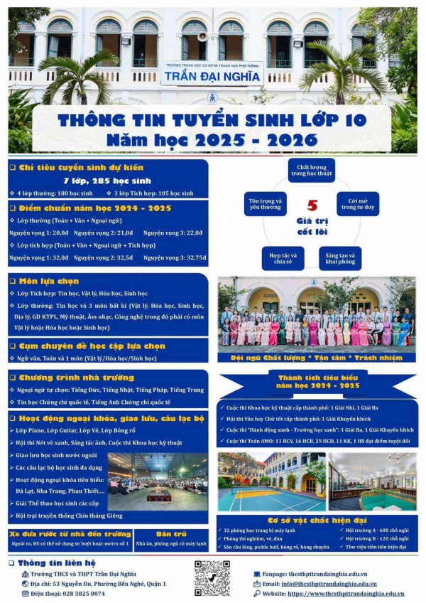 Tuyển sinh lớp 10: Trường THCS-THPT Trần Đại Nghĩa tăng chỉ tiêu lớp 10 Tuyển sinh lớp 10: Trường THCS-THPT Trần Đại Nghĩa tăng chỉ tiêu lớp 10