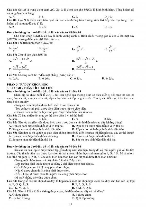 Đề thi mẫu đánh giá năng lực ĐH Quốc gia TP.HCM năm 2026