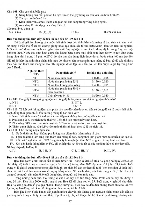 Đề thi mẫu đánh giá năng lực ĐH Quốc gia TP.HCM năm 2026
