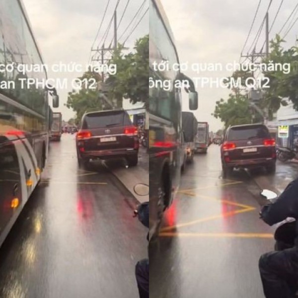 Tài xế điều khiển ô tô chạy trên lề đường đã bị CSGT Công an TPHCM xử lý
