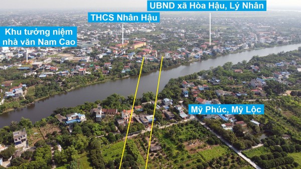 Toàn cảnh vị trí quy hoạch xây cầu vượt sông Châu Giang nối Nam Định - Hà Nam