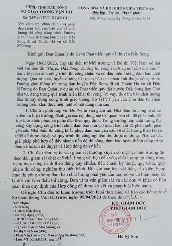 Đắk Nông: Kiểm tra, chấn chỉnh về chất lượng thi công công trình Đắk Nông: Kiểm tra, chấn chỉnh về chất lượng thi công công trình
