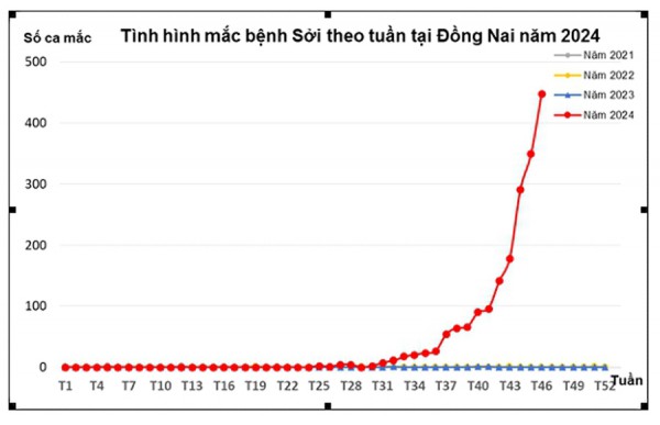 Đồng Nai: Ca mắc sởi vẫn tăng cao, sốt xuất huyết có chiều hướng giảm