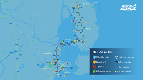 Đường chạy năm nay xuất phát từ Tượng đài Nguyễn Tất Thành, trải dài ven biển trên đường Xuân Diệu và lên cầu Thị Nại, đi hướng về Eo Gió và sau đó lại bám sát bờ biển về lại trung tâm thành phố.