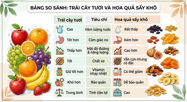 Chuyên gia dinh dưỡng nói gì về trái cây tươi và hoa quả sấy?