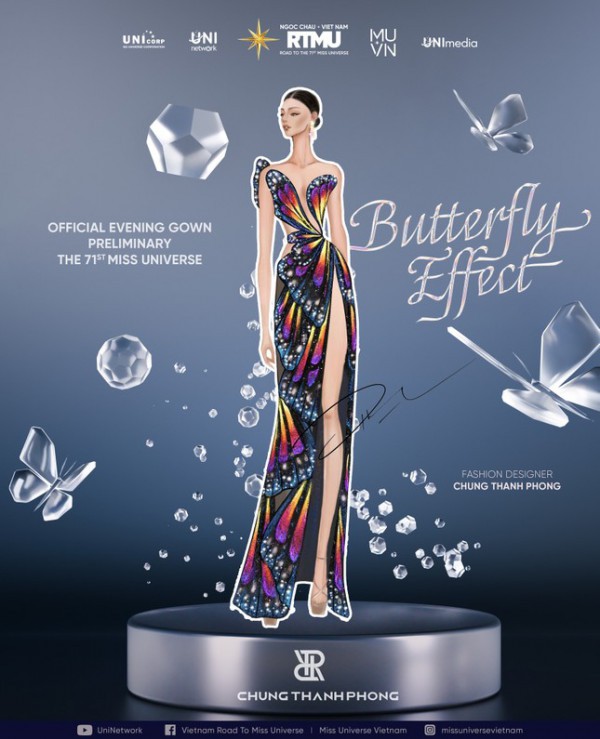 Hoa hậu Ngọc Châu “quay xe” trước thềm Bán kết, trang phục dạ hội lấy cảm hứng từ cánh bướm