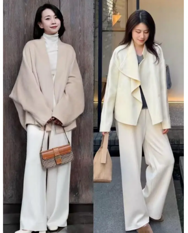 Mùa đông năm nay, xu hướng áo khoác ngắn phối quần ống rộng lên ngôi