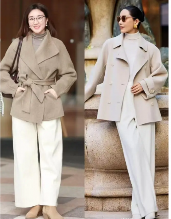 Mùa đông năm nay, xu hướng áo khoác ngắn phối quần ống rộng lên ngôi