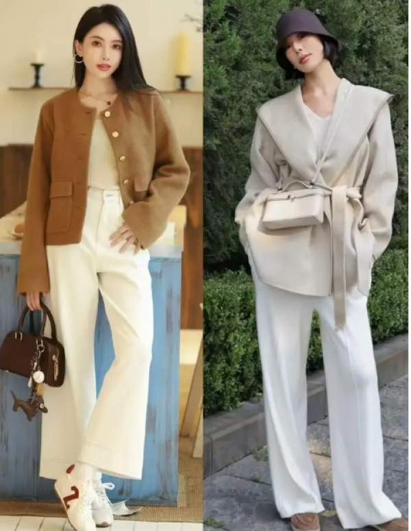 Mùa đông năm nay, xu hướng áo khoác ngắn phối quần ống rộng lên ngôi